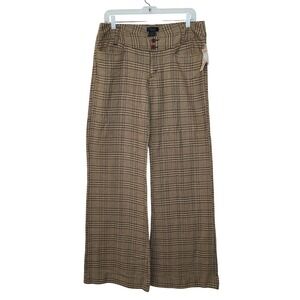 Brown Plaid Wide Leg Pants 11 70s Dark Academia Preppy Old Money Espresso Girl